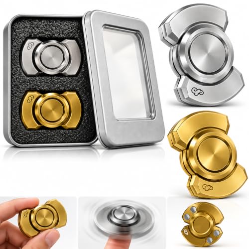 Image of Pack of 2 Stress Relief Toys Adults, Stress Relief Gadgets, Compact Handheld Trainer for Focus, Relaxation, and Fine Motor Skills ( Silver & Gold ) (A1P90)