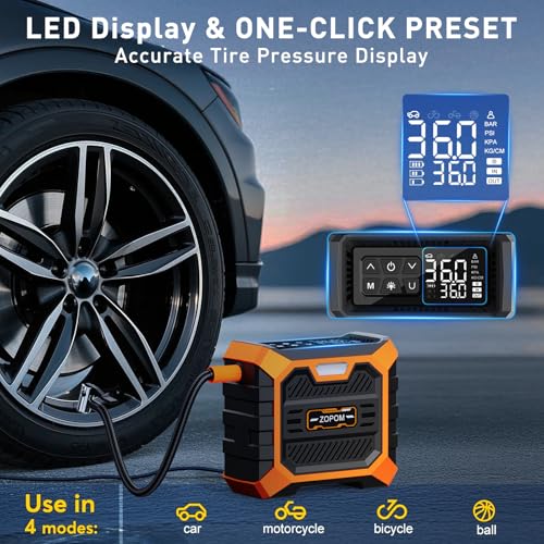 Tire Inflator Portable Air Compressor DC 12V Air Compressor Portable with Digital Pressure Gauge Air Pump for Car Tires - Car Accessories Bike, Ball, Motor - image 7