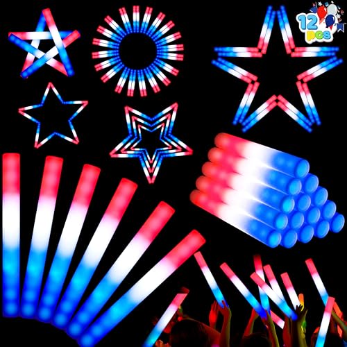 JOYIN 12 Pcs July 4th Foam Glow Sticks, 16' Red...