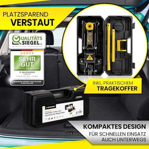 DUNLOP Wagenheber hydraulisch PRO Edition - Reifen wechseln in Bestzeit - 2t hydraulischer...