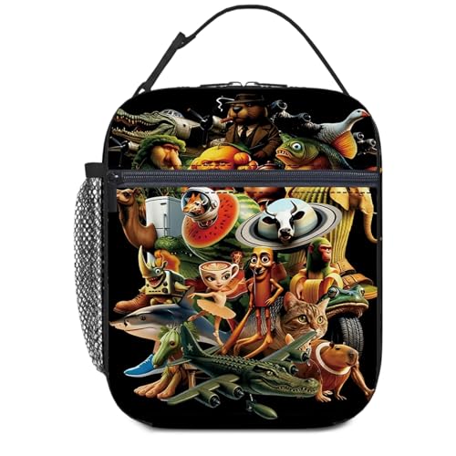 Aurelx Bolsa isotérmica italiana, pequeña, impermeable, con bolsillos laterales de malla y cremalleras, bolsa térmica portátil plegable para la escuela, la oficina, picnic y viajes