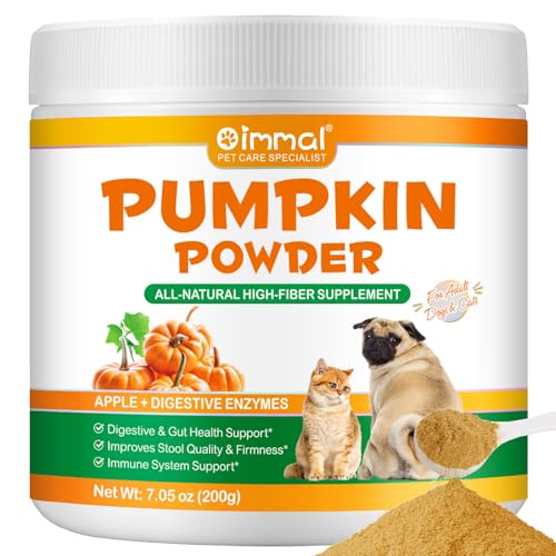 Calabaza para perros y gatos, puré de calabaza natural en polvo para perros, salud digestiva e intestinal, aditivo de fibra para perros con enzimas digestivas, manzana y probióticos para un movimiento