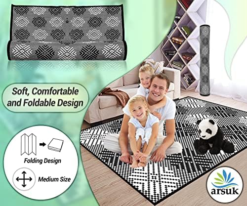 ARSUK Outdoor Rug Waterproof, 180x120cm, Picnic Blanket Lightweight Foldable Plastic Reversible Mat for Beach Camping Garden RV Patio Decking Balcony