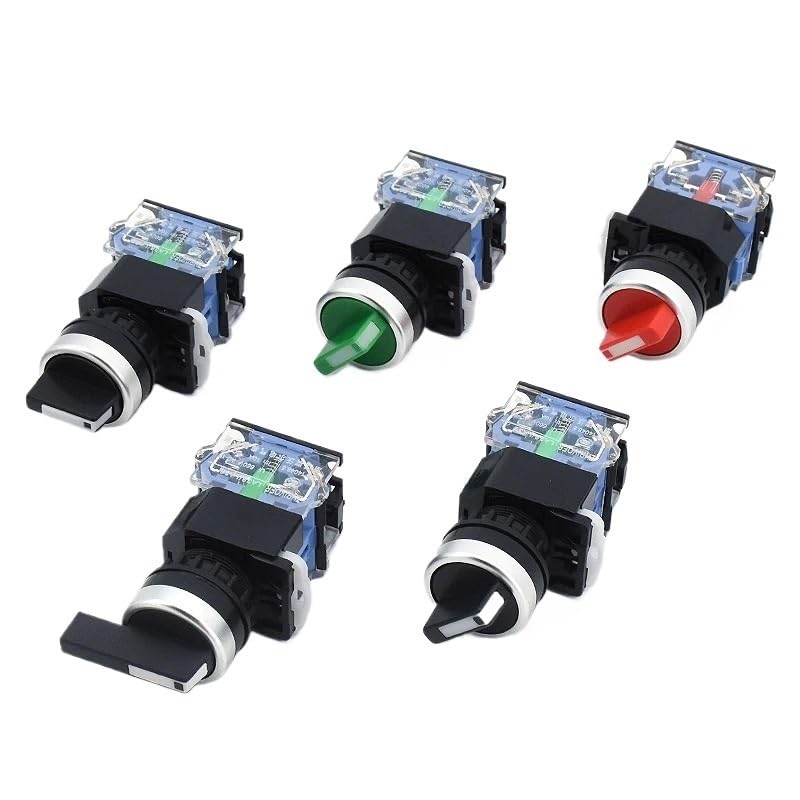1 22mm LA38-11X2 20X3 2/3 Position Rotary Switch 4 Screws 10A400V self-Locking/self-resetting Power Rotary Switch(2P-Lock-Black-D)