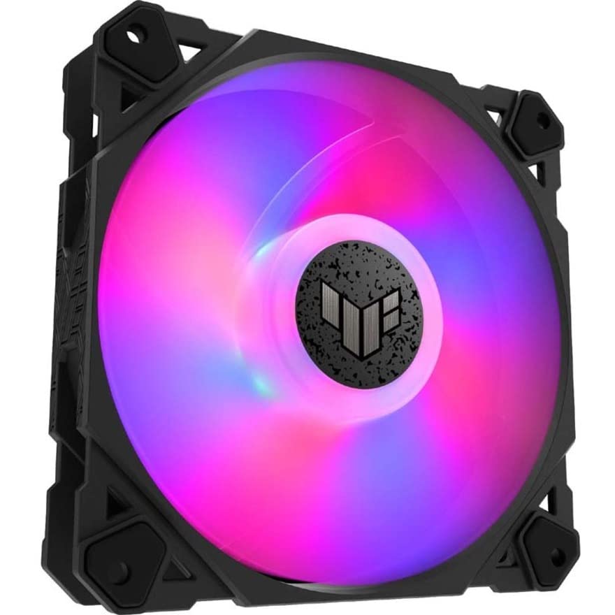 ASUS TUF Gaming TF120 ARGB Chassis Fan 3-Pin Customizable LEDs Blade, Advanced Fluid Dynamic Bearing, 120mm PWM Control, Anti-vibration Pads, Double-layer LED Array for Computer Case & Liquid Radiator