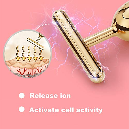 Yeamon 2 in 1 Face Massager Golden Facial Electric 3D Roller and T Shape Arm Eye Nose Massager Skin Care Tool — view 3