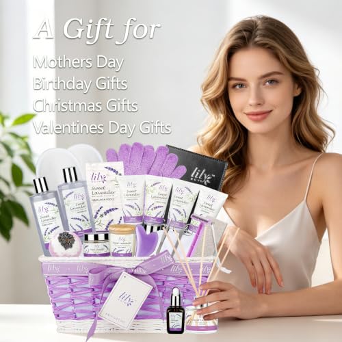 Image of Lavender Spa Skin Care Gift Set - Perfect Pampering Gift Basket for Women