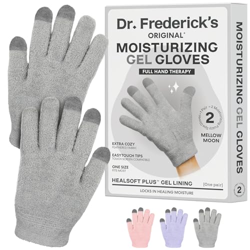 Dr. Frederick’s Original Moisturizing Gel Gloves – Deep Moisturizing and Fast Relief for Dry Hands – Touchscreen-Friendly – Mango Butter, Shea Butter, Jojoba, & Coconut Oil (Mellow Moon)