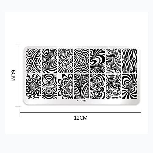 Mwoot Nail Art Stamping Plates 3 pcs Geometry Lines for Salon Home