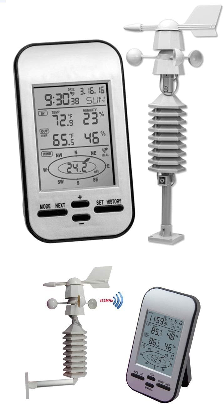 Stazione meteorologica Wireless Digitale Professionale con velocità del Vento, puoi osservare la velocità del Vento, la direzione del Vento, la Temperatura e l'umidità Interna ed Esterna, co