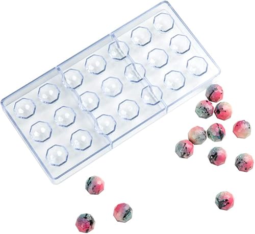 Pastry Tek - Molde para caramelo de 10.8 x 5.3 pulgadas, 1 molde de chocolate con diamante, 21 cavidades, apto para congelador, molde de postre de