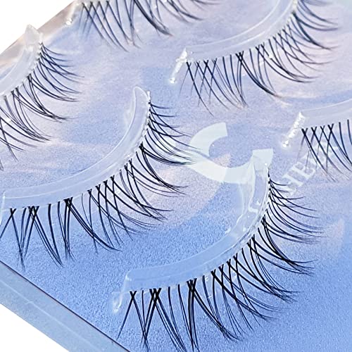 3 Pairs Makeup Natural Cross False Eyelashes Nude Fluffy Ultral Light Slim Clear Band Eye Lashes For Asian