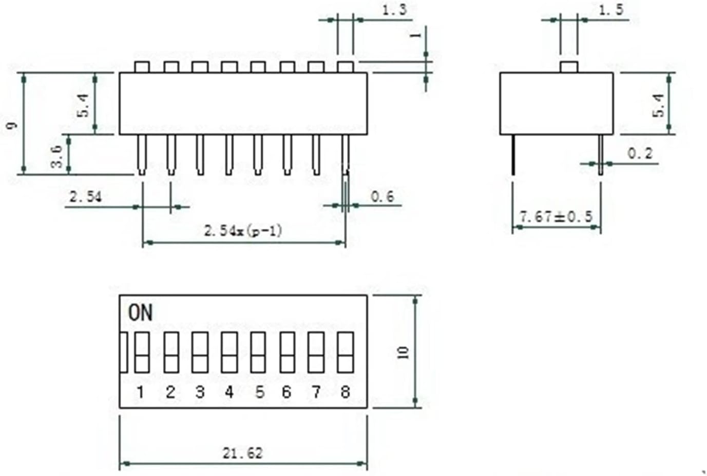 10PCS Red Toggle Switch Spacing 2.54MM DIP Dial The Code Switch 1 2 3 4 5 6 7 8 9 10 12 PIN Quick Switch (Color : Red, Size : 12) (Color : Red, Size : 1)