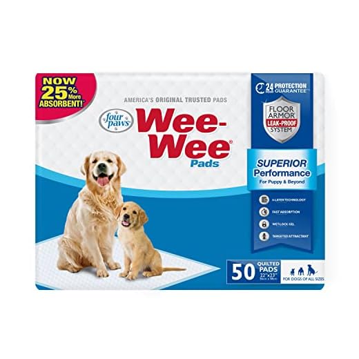Four Paws Wee-Wee Superior Performance Pee Pads for Dogs - Dog & Puppy Pads for Potty Training - Dog Housebreaking & Puppy Supplies - 22" x 23" (50 Count)