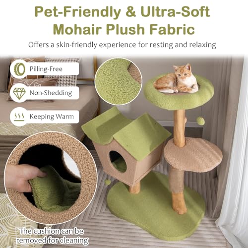 Árbol para gato de madera con postes de rascado y plataformas miniatura 6