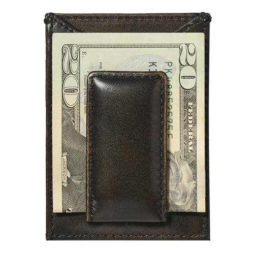 Image of House of Jack Co. Deer Slim Money Clip Wallet for Men, Front Pocket Wallet with Strong Magnet, Full Grain Cowhide Card Holder Wallet, Black