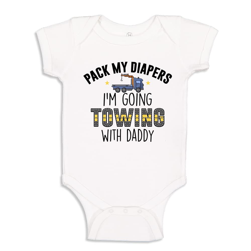 I'm Going Towing with Daddy Tow Truck Baby One Piece Or Toddler T-Shirt Children's Clothing