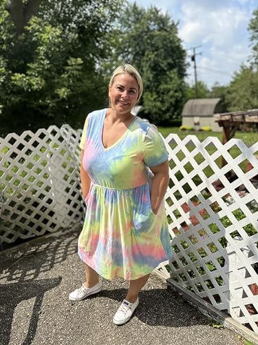 Image of RITERA Plus Size Dresses for Curvy Women Summer Spring Womens Dress V Neck Short Sleeve Casual Dress with Pockets XL-5XL