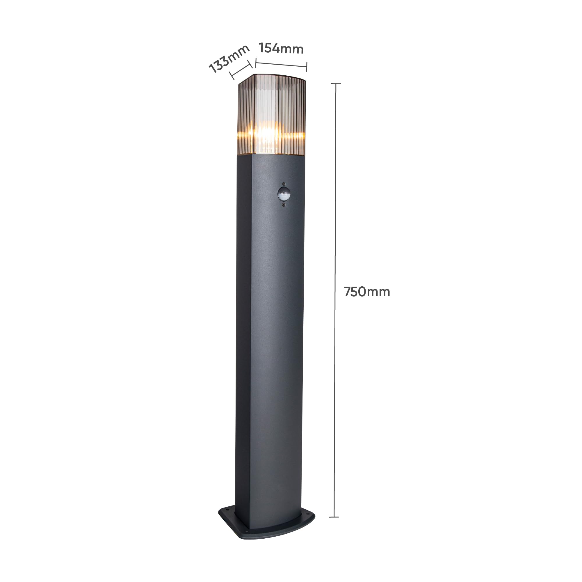 Paletto Luce da Giardino Esterno per Sentieri Vialetti Terrazze IP54 Palo Lampada da Terra Esterno Illuminazione Esterna Base E27 Lampadina non Inclusa (con sensore di movimento)