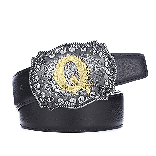 Image of HUABOLA CALYN Belt Buckle Men, Western Cowboy Rodeo Small Alphabet Letter ABCDMRJ to Z Initial Belt Buckles for Women