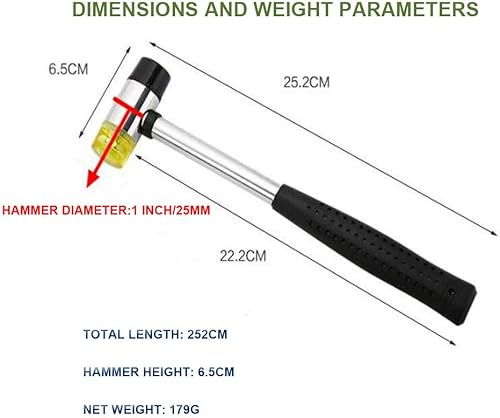 Miniatura 6 de MIKMAYTOO Martillo pequeño de plástico y goma con 2 puntas de cabeza para joyeros, niños o mujeres, martillo de goma suave de doble cara para joyas,