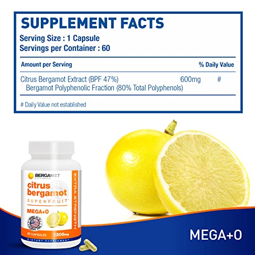 Bergamot Citrus Supplement With 1200Mg Per Serving And 80% Polyphenols - 180 Capsules - Made In The Usa #TOP5