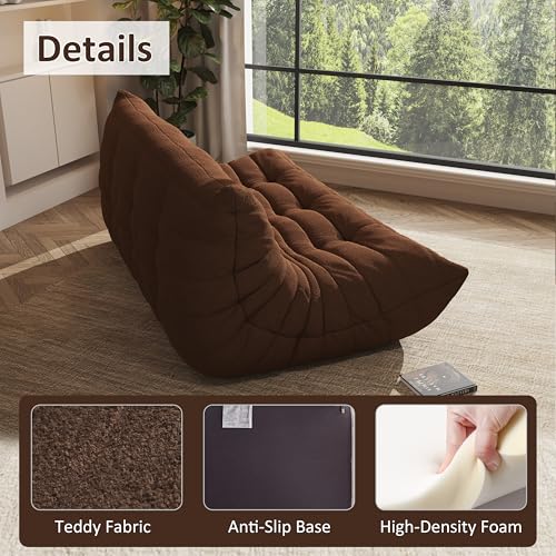 Image of Giant Bean Bag Chair, Oversized Cloud Soft Memory Foam Bean Bag Sofa, Vacuum Compressed No Assembly Comfortable Lounge Couch for Living Room Family Rest Leisure Use (Coffee, 3-Seater)
