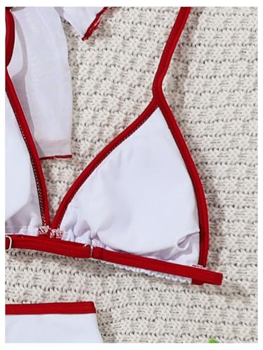 Girl's 3 Piece Cute Swimsuit Cherry Print Halter Bikini Set Triangle Bathing Suit with Cover Up Tops4