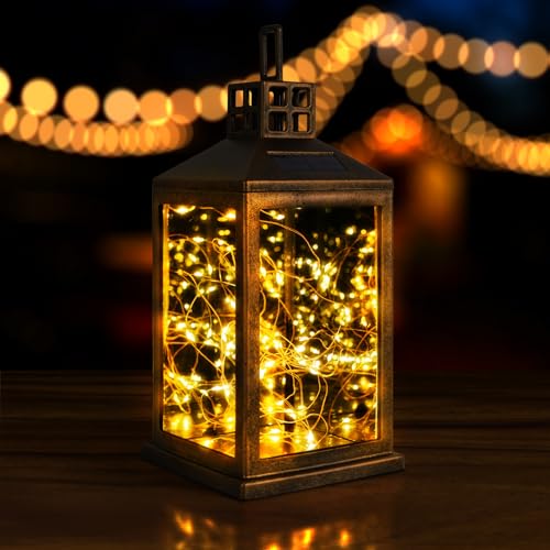 Sunwind S11132-2B Solar Lantern Outdoor, Garden Hanging Lantern Solar Powered - Glass Waterproof Brushed Copper Solar Table Lantern Decorative Lights Flash And Steady-On Modes cover