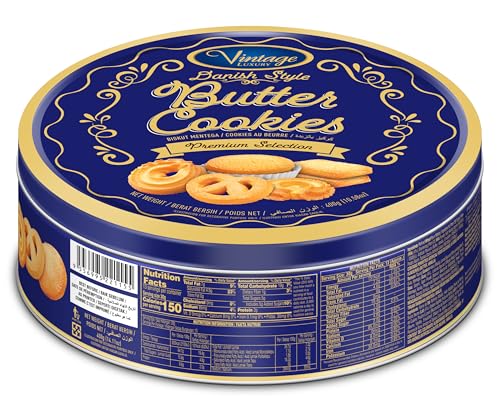 Image of Vintage Luxury Danish Style Butter Cookies Premium Selection • Blue Tin Gift Box, 14.11 oz ℮ 400 g (Pack of 2)
