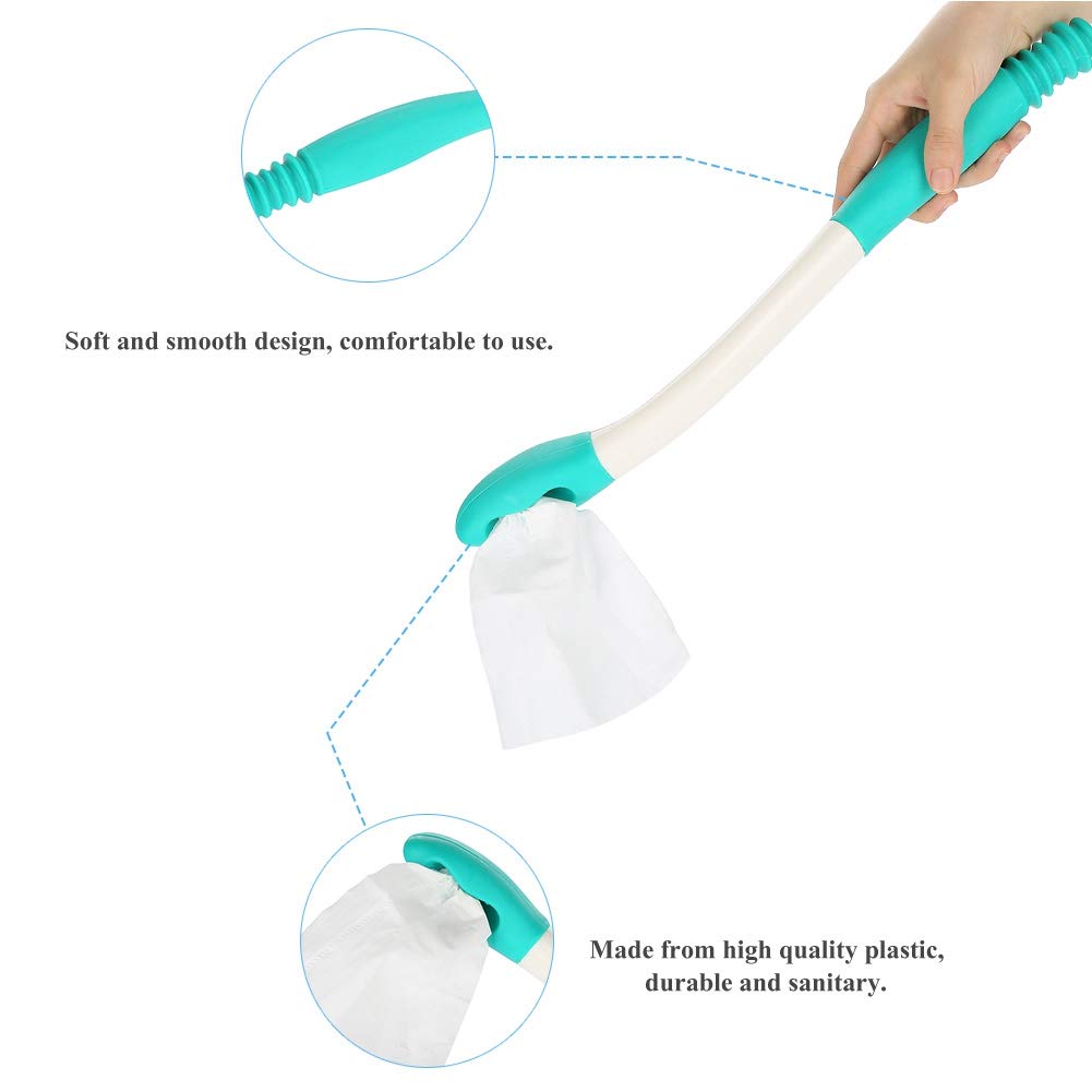 Bottom Wiper, Long Handle Reach Comfort Holder Toilet Paper Tissue Grip Self Assist Bathroom Bottom Wipe Aid Helper 15.7 Inch - Image 4