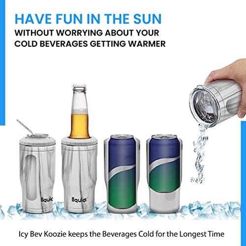 Icy Bev 4 In 1 Can Or Bottle Insulator, Koozies To Keep Beer, Soda, Seltzer Or More Ice Cold For 12 Hours. Insulated Can Cooler,Works Universally For Glass Bottles And Aluminium Cans,Insulated Tumbler #TOP6