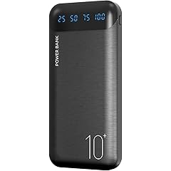 Power Bank 10000mAh Portable Charger Slim External Battery Pack with 2 USB 2.4A Outputs and USB C In/Out Compatible with Huawei iPhone 16 15 14 13 12 iPad Samsung Galaxy S20 Android Tablet (Black)