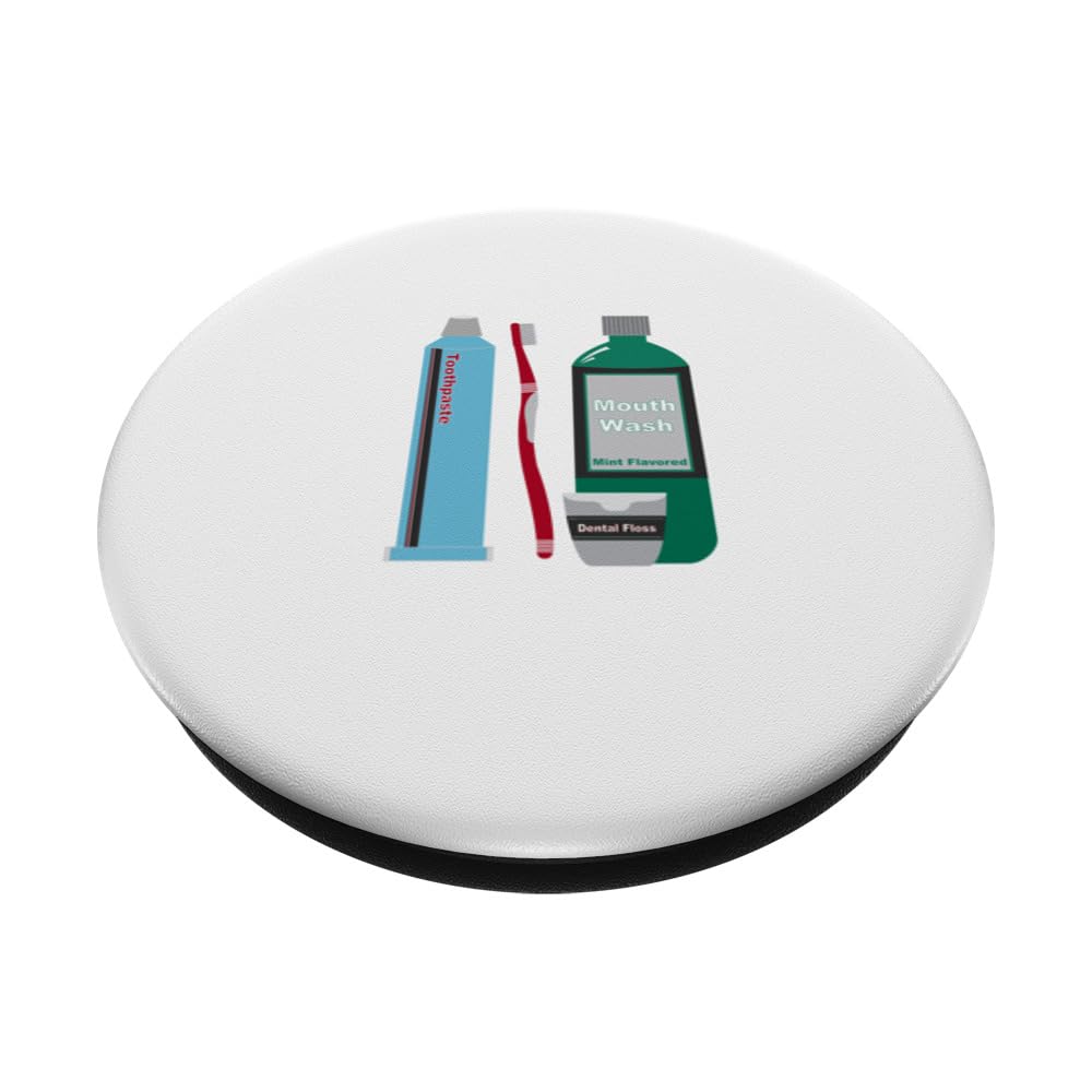 Toothbrush Toothpaste Floss Mouthwash PopSockets Swappable PopGrip, Black - Image 2