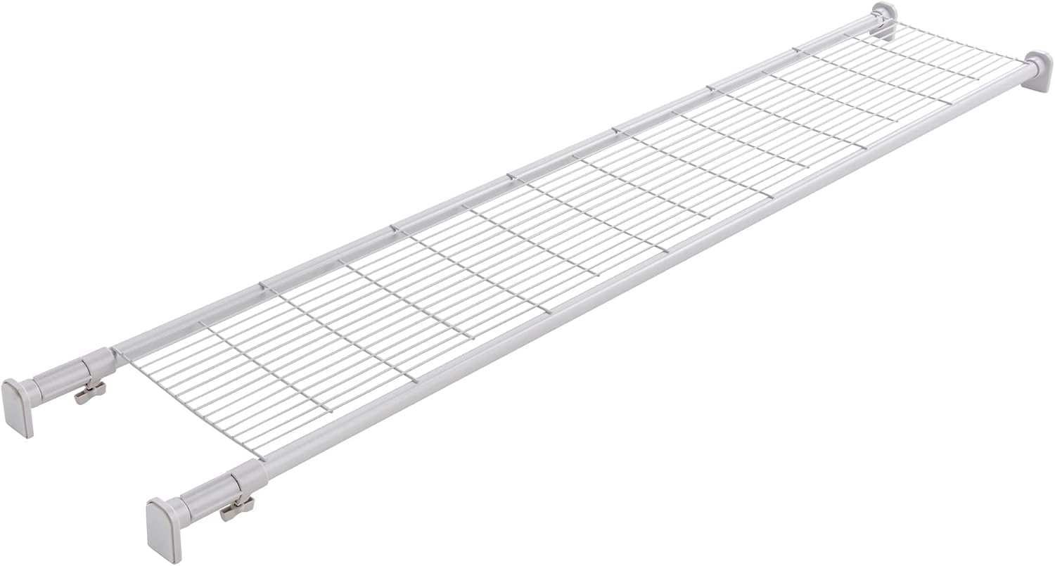 突っ張り棚 強力タイプ メッシュ ホワイト 耐荷重30~15kg 幅143~182cm