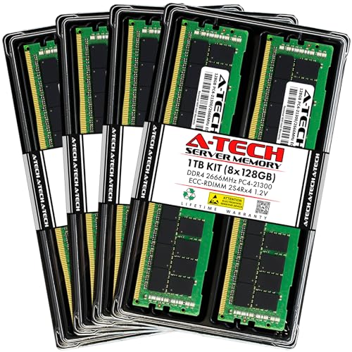 Image of A-Tech 1TB Kit (8x128GB) DDR4 2666MHz PC4-21300 ECC RDIMM 8Rx4 (3DS 2S4Rx4) Octal Rank 1.2V ECC Registered DIMM 288-Pin Server & Workstation RAM Memory Upgrade Modules (A-Tech Enterprise Series)