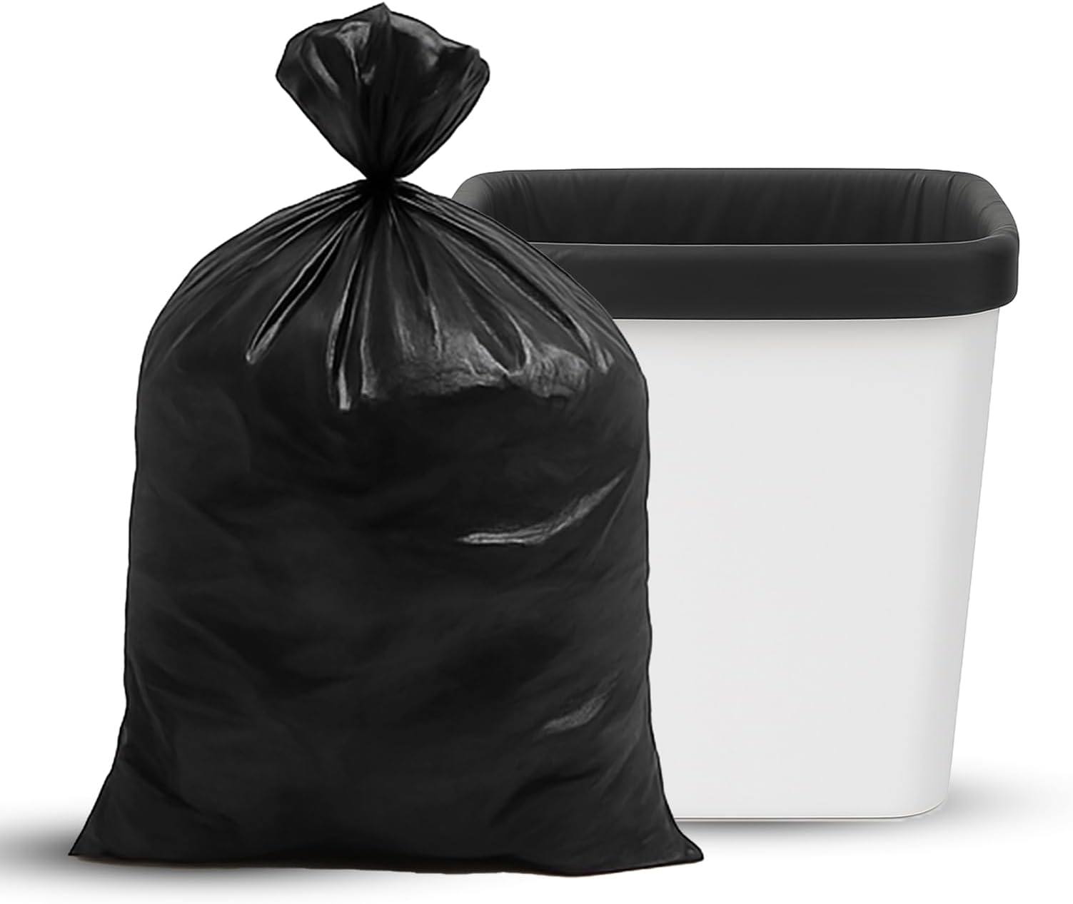 Bin Liners 25l Heavy Duty Square Rubbish Bags for Refuse and General Domestic Waste, 80 Gauge, 20 Micron. 38 x 60 x 60cm - 500 x Black