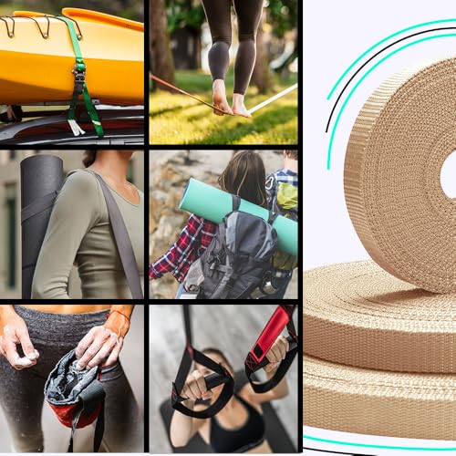 Image of TECEUM 3 /4 inch & 5 /8 inch & 1 inch & 1.5 inch & 2 inch Webbing - 10 25 50 Yards - 40+ Colors - Heavy Duty 1 Inch 1.5 Inch 2 Inch Backpack Straps - Webbing for Outdoors Indoors Crafting DIY