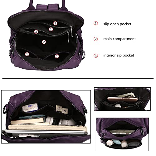 Image of Uromee Travel Backpack Purse for Women Vegan Leather Ladies Fashion Tassel Shoulder Bag Convertible