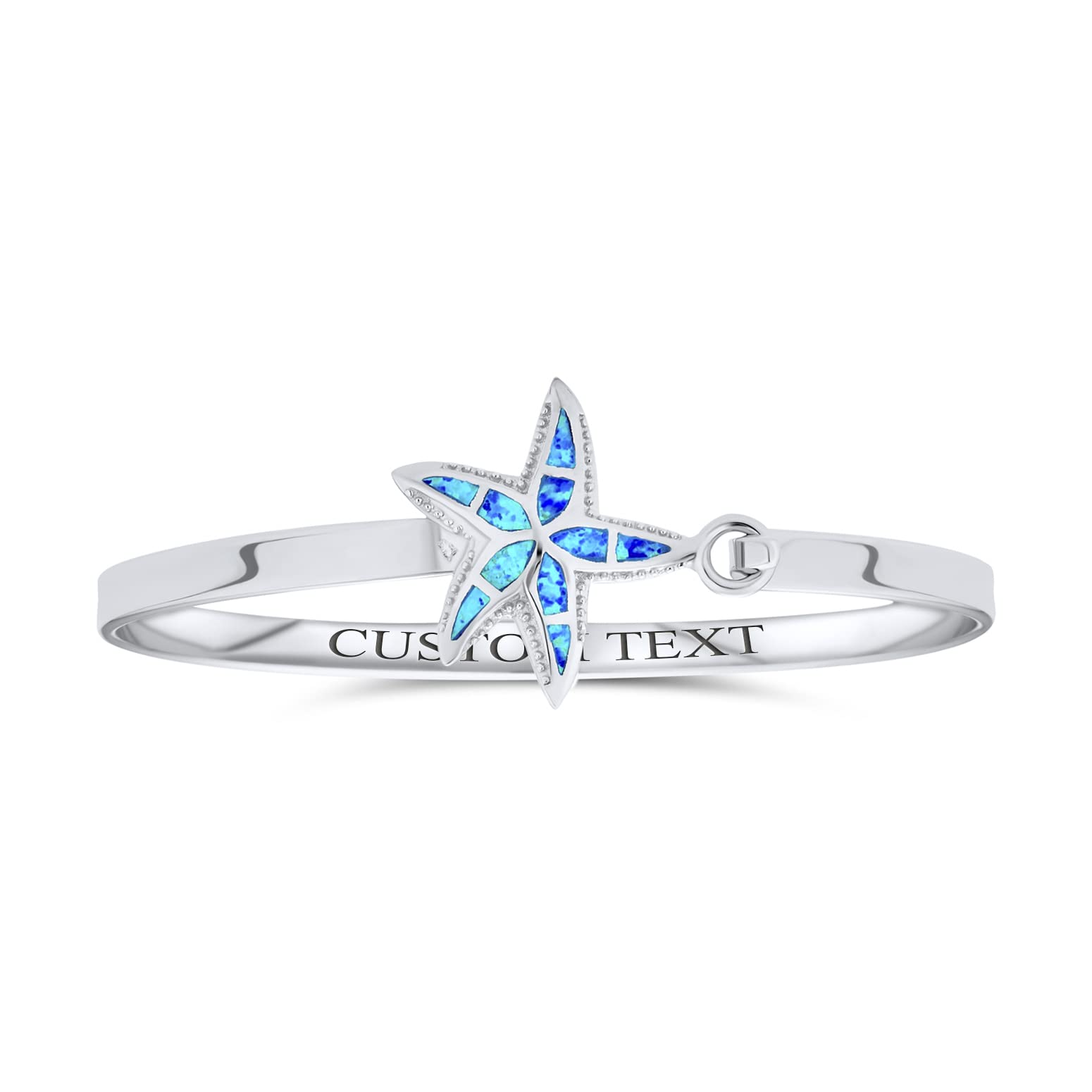 Bling Jewelry Brazalete Náutico de Estrella de Mar con Ópalo Azul para Mujeres Pulido en Plata de Ley .925