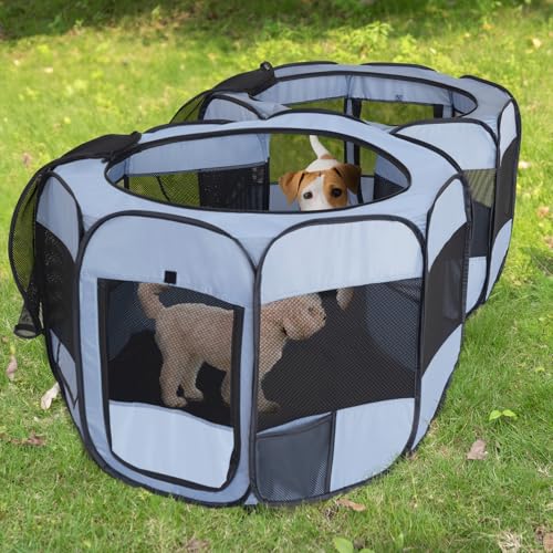 2-in-1 XLarge Pop Up Dog Playpen, 72\" Cat Puppy Pet Playpen, Indoor Outdoor Cats Enclosed, Cat Tent Crate Cage Kennel, Portable Playpen for Kitten and Small Animals(No Divider, Unified Space)