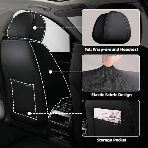 Image of Car Seat Cover Fit for Nissan 370Z 2009-2021,Compatible Airbag Non-Slip Waterproof Seat Cover,Car Seat Protector Premium Interior (Luxury 2 Seats,Black Red)