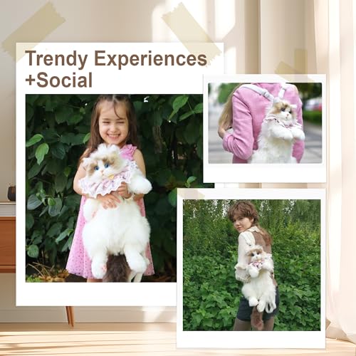 Image of Chongker Cat Shaped Backpack - Handcrafted Stuffed Animals Plush Bag with Adjustable Shoulder, Crossbody, and Handbag Straps (Ragdoll Bag)