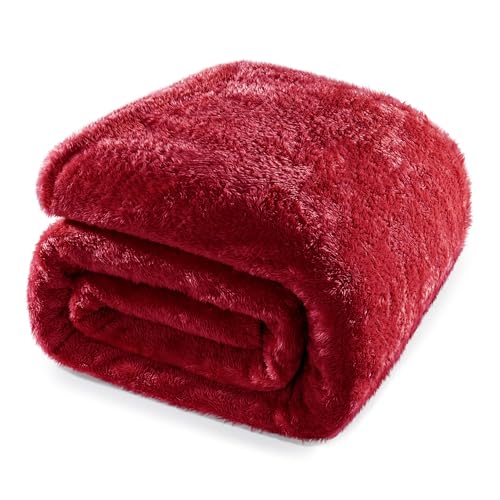 Whale Flotilla Couverture Polaire Chaude en Microfibre, Jeté de Canapé, Couverture Super Douce et Douillette en Peluche, 230 X 270 cm, Rouge