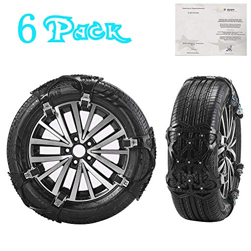 4YANG Chaînes à Neige Chaussettes De Neige? 6pcs chaînes Anti-dérapantes pour pneus Largeur 165-285mm Chaînes universelles Chaînes à Neige pour pneus Portable Facile à Monter (Black)