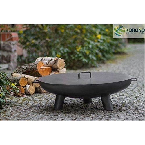Preisvergleich Produktbild Feuerschale auf Fuß + Deckel aus Stahl, 100 cm