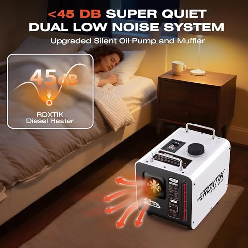 RDXTIK 9L Diesel Heater, 8KW 12V/24V/110V/240V All in One Diesel Heater with LCD Switch, Remote Control, Muffler for Truck, RV, Home, Car, Campers, Boat, White by RDXTIK - Image 4