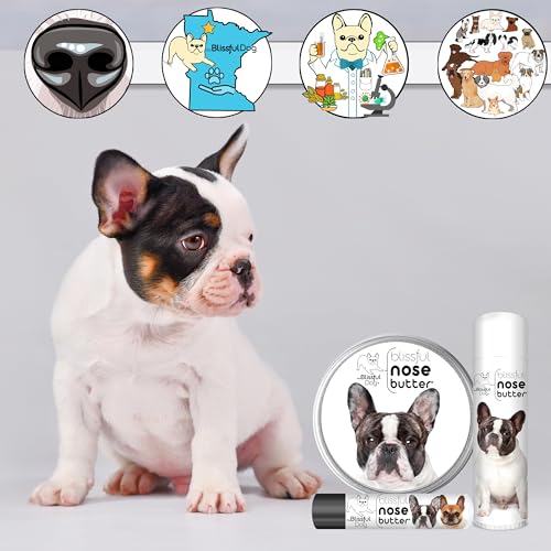 Image of The Blissful Dog French Bulldog Pied Nose Butter for Dry, Cracked Skin, Lick-Safe Dog Nose Balm with Moisturizing Shea Butter, Almond, Olive, and Essential Oils, Pet Supplies, Uncented, 0.50 oz.