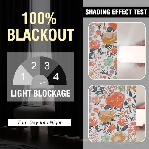 Image of Cloth Fusion Printed 100% Blackout Door Curtains 7 Feet Long Set of 2, Room Darkening Parda with Stainless Steel Grommets for Home Decor (7x4.5 Feet, White Roses)
