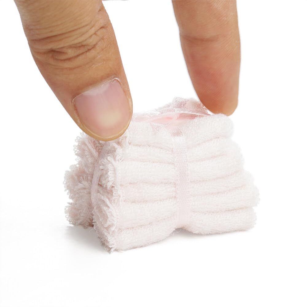 Odoria Serviette Miniature 1/12 – Accessoire Salle De Bain Pour Maison De Poupée – Blanc, 4x4x3 Cm